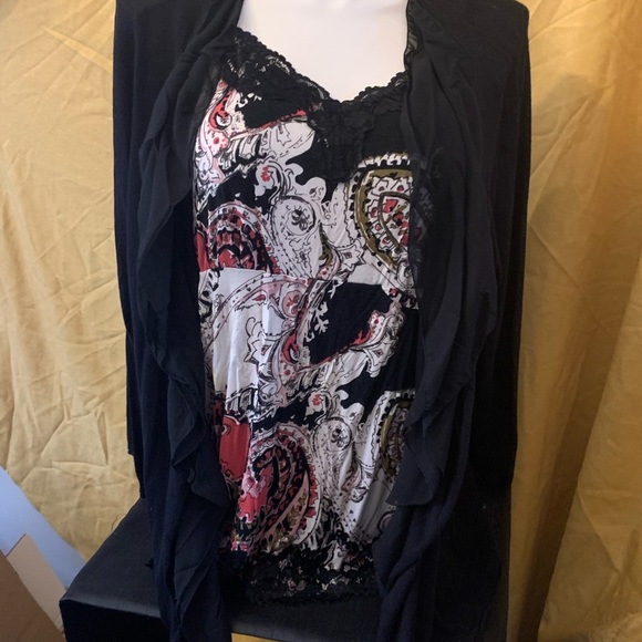 Daisy Fuentes Cardigan/Lane Bryant Cami with lace - Picture 1 of 7